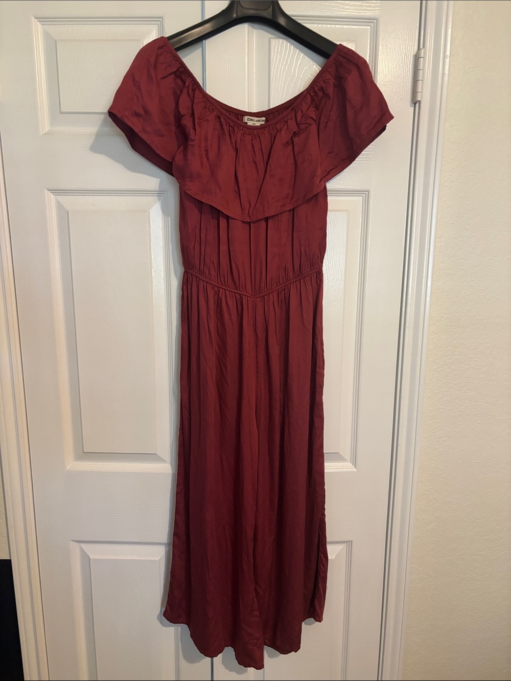 Billabong Burgundy Off-Shoulder Jumpsuit